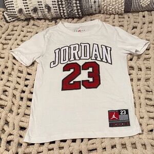 Jordan White Tee with Red and Black 23 Design Boys Size M